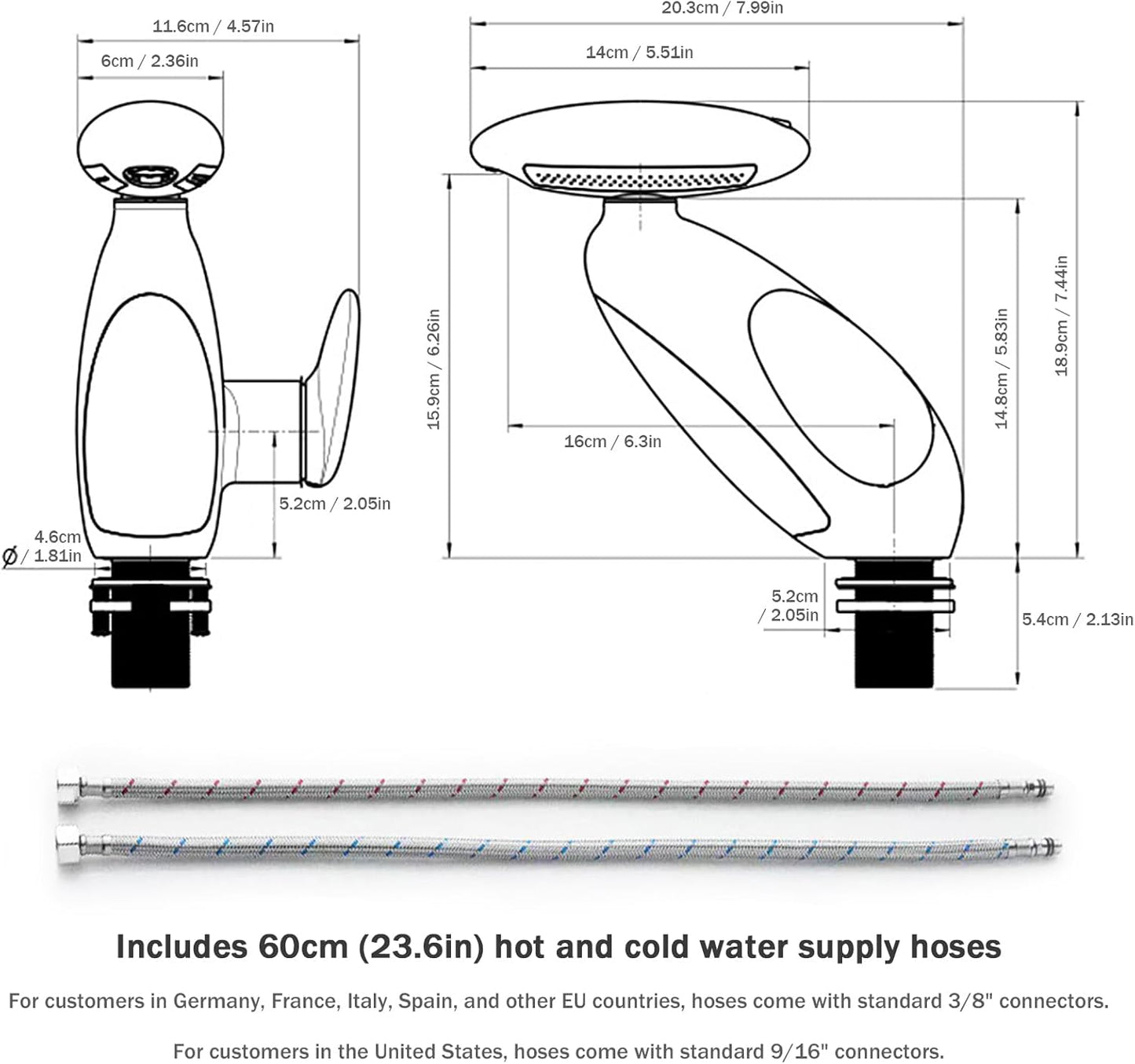 LED Bathroom Faucet with Multicolor Light, 360° Swivel & Pull-Out Spout, 4 Spray Modes, Ceramic Cartridge, 9/16 Inch Connection