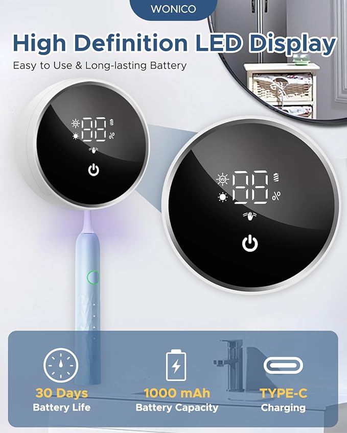 Toothbrush Holders for Bathroom, WONICO Toothbrush Sanitizer Holder, Tooth Brush Wall-Mounted Cleaner Organizer with Auto-Inductive Cover, Air Drying Fits Most Electric, Manual and Kidsโ Toothbrushes