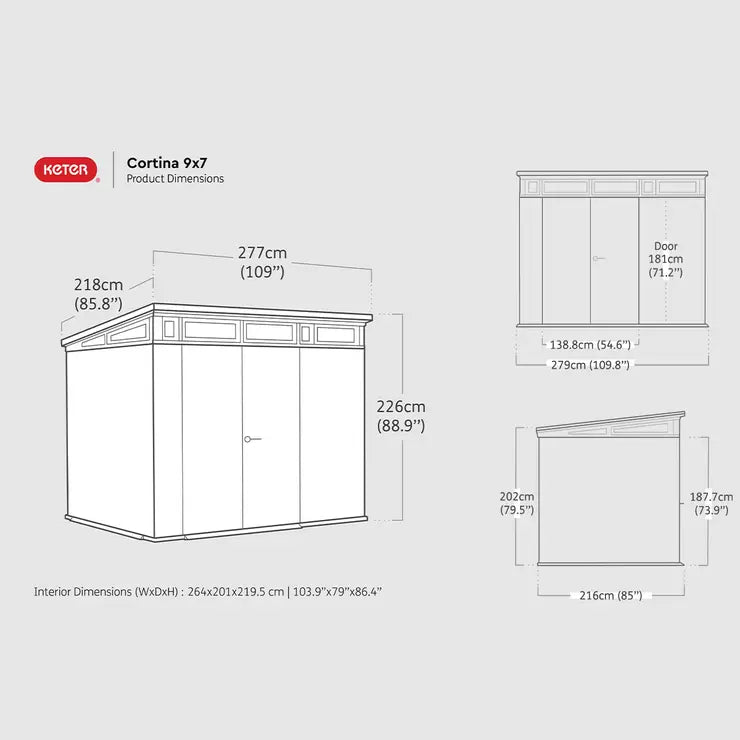 Keter Cortina 9ft 2" x 7ft (2.8 x 2.1m) Storage Shed