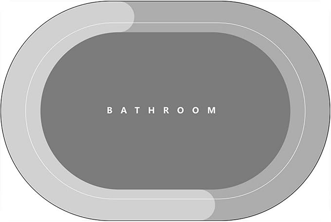 Rubber Bath Mat Rug for Bathroom, Non Slip Bathroom Mat Super Absorbent Bath Mat Rug, Bath Mats Quick Dry for Restroom, Shower Room, Bathtub, 32"x20" Oval Blue'