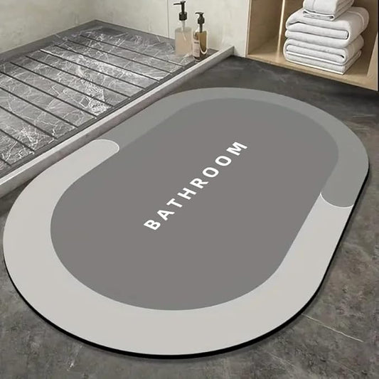 Rubber Bath Mat Rug for Bathroom, Non Slip Bathroom Mat Super Absorbent Bath Mat Rug, Bath Mats Quick Dry for Restroom, Shower Room, Bathtub, 32"x20" Oval Blue'