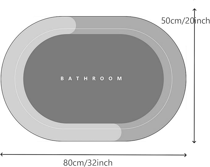 Rubber Bath Mat Rug for Bathroom, Non Slip Bathroom Mat Super Absorbent Bath Mat Rug, Bath Mats Quick Dry for Restroom, Shower Room, Bathtub, 32"x20" Oval Blue'