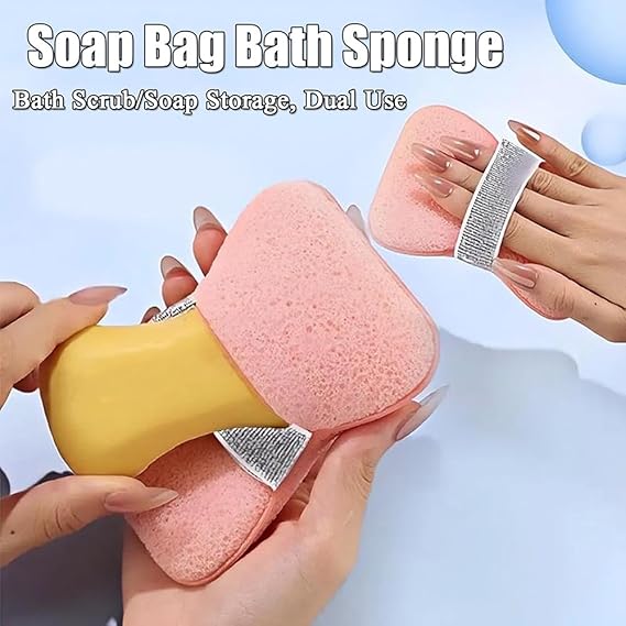 2-Pack Bath Sponge Soap Bag, Exfoliating Soap Bag, Loofah, Exfoliating Bath Sponge