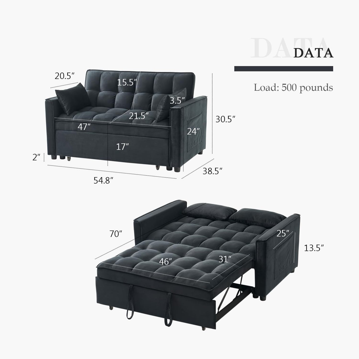 3-in-1 Foldable Sofa Bed