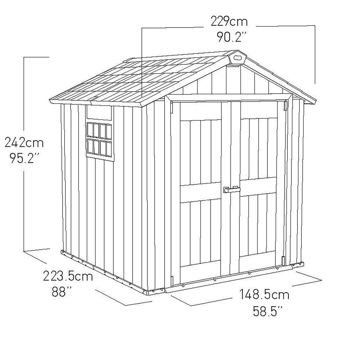 Keter Oakland 7ft 6" x 7ft (2.3 x 2.1m) Shed