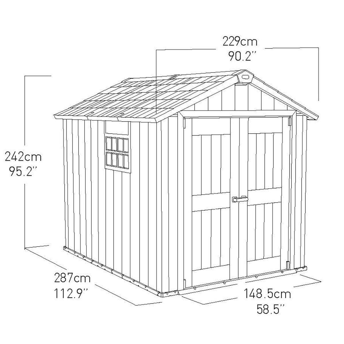 Keter Oakland 7ft 6" x 9ft 4" (2.3 x 2.9m) Shed