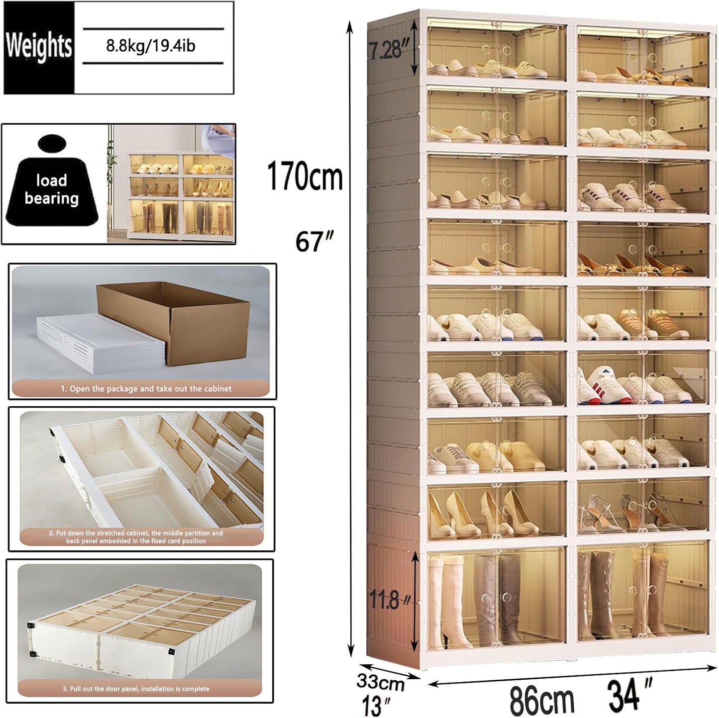 9-Tier Foldable Shoe Rack Organizer
