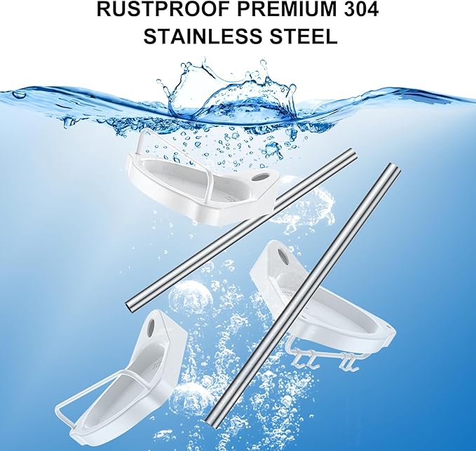 Corner Shower Caddy Tension Pole: Adjustable Stainless Steel Shower Organizer with 4 Tier Shelf for Bathroom Bathtub Tub Shampoo - Floor Standing Rack Bath Storage Holder with Rust Proof Rods