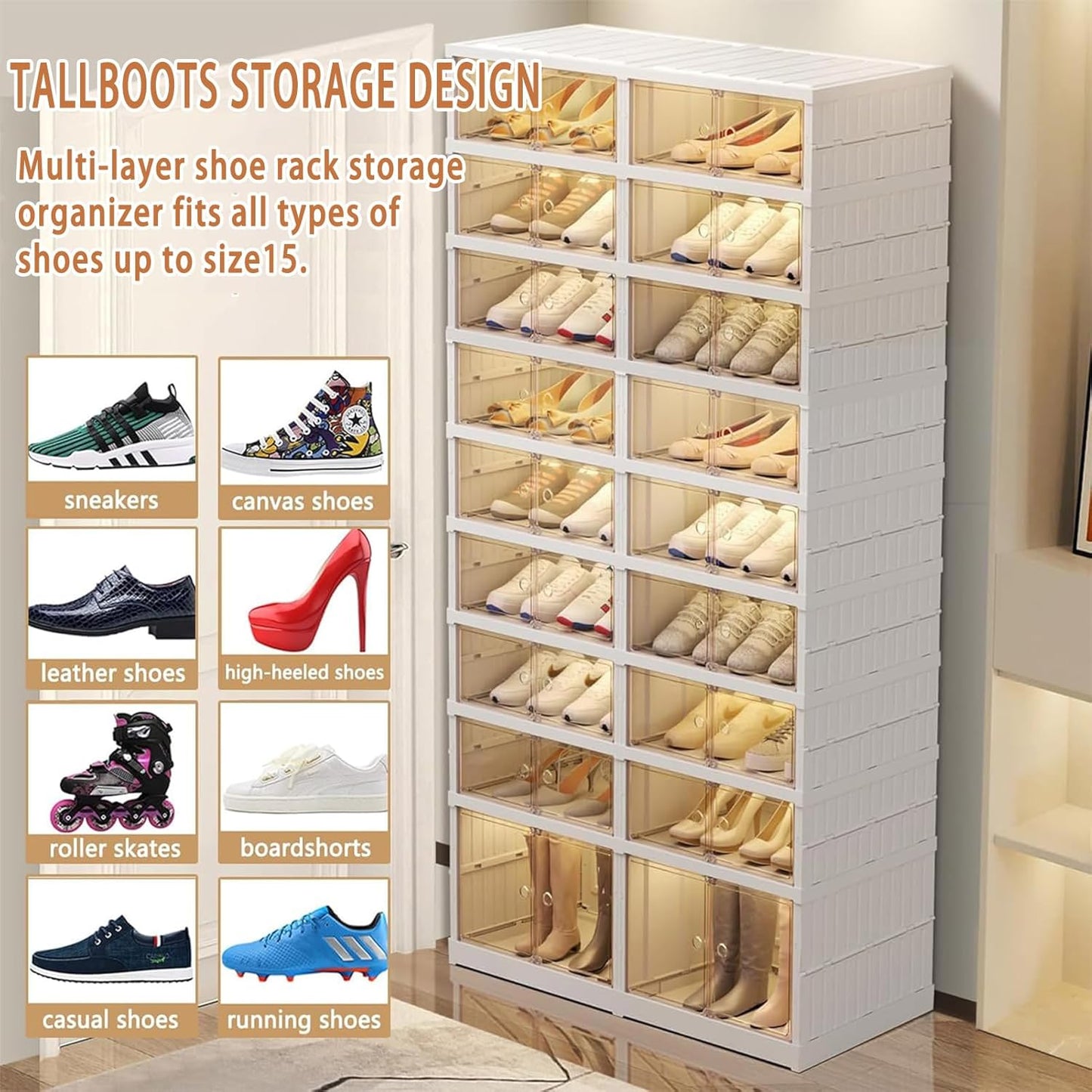 9-Tier Foldable Shoe Rack Organizer