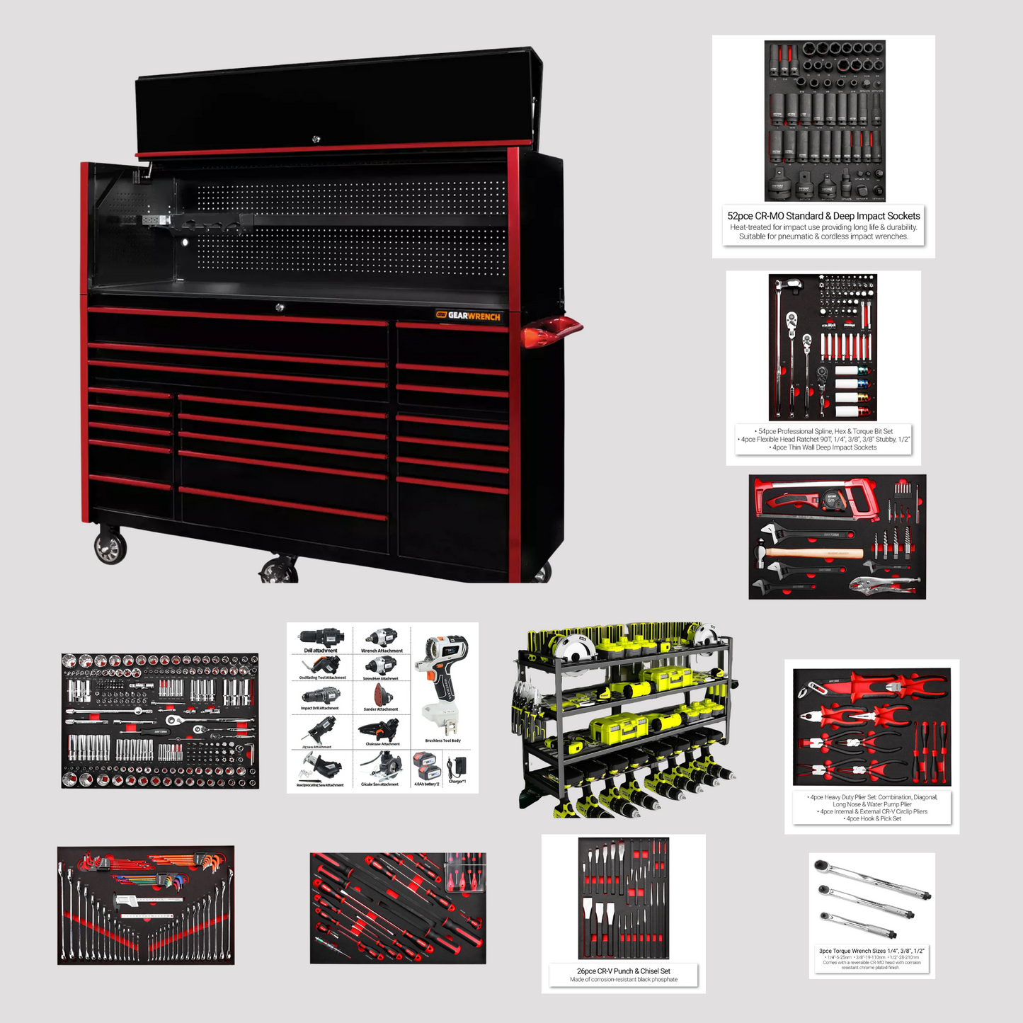 Extreme Tools 20-Drawer Roller Cabinet With Extra 990 Tools And Top Cabient