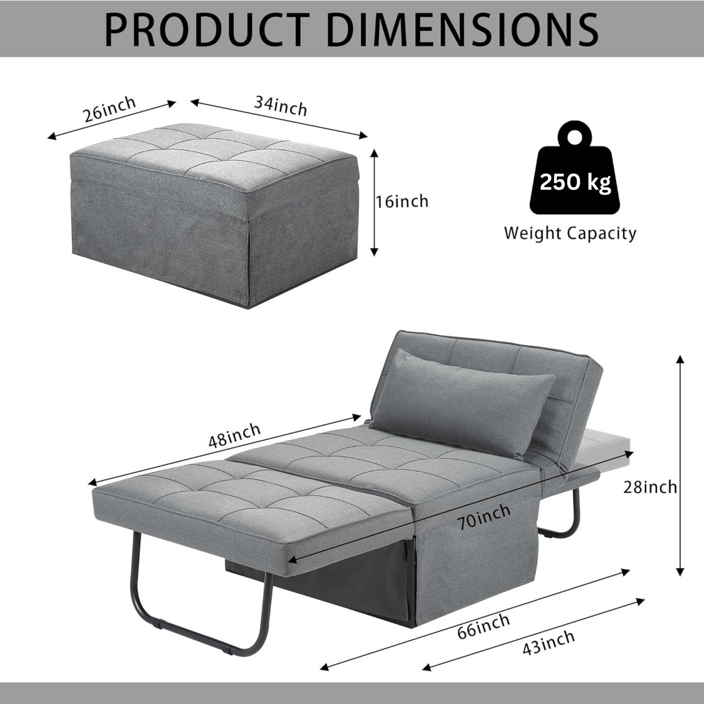 4 in 1 Multi-Function Folding Ottoman