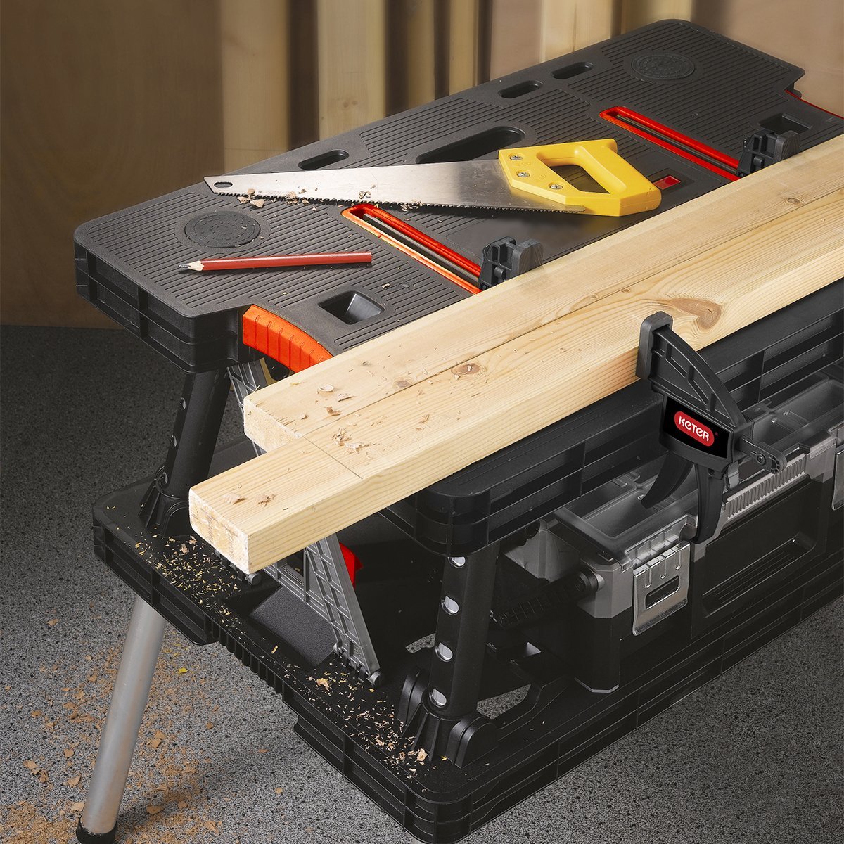 Keter Folding Worktable with Adjustable Clamps